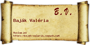 Baják Valéria névjegykártya